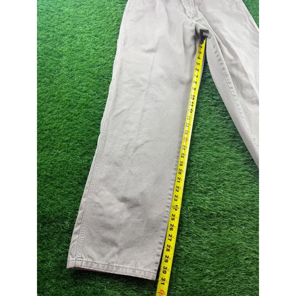 Wrangler Mens 30x32 Khaki Beige Carpenter Pants Relaxed Fit Utility Workwear Y2K - Picture 11 of 15